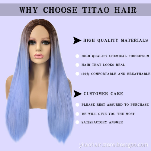 Wholesale Cheap Anime Party Pink Yellow Purple Black Blue Silver Blonde Long Straight Synthetic Cosplay Wig Non Lace